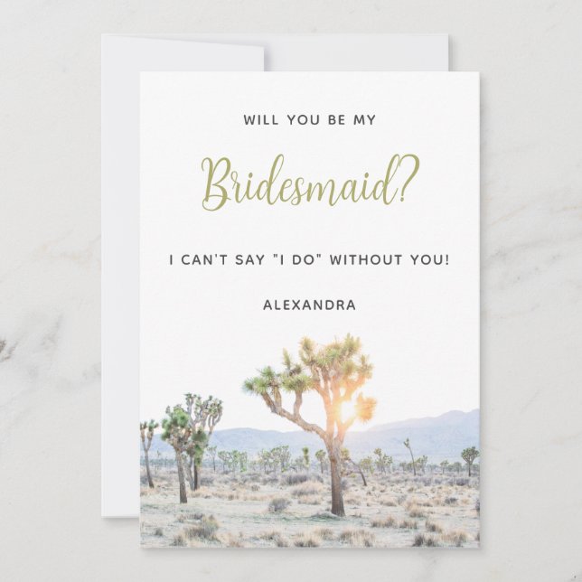 Boho Joshua Tree wirst du meine Bridesmaid sein Einladung (Vorderseite)