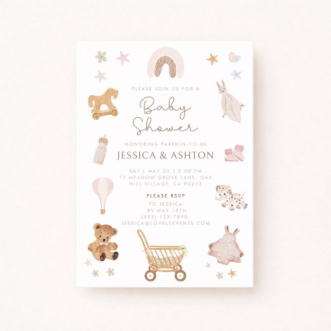 Boho Jouets en bois Baby shower Invitation (Créateur téléchargé)