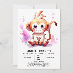 Boho Joyful Monkey Birthday Einladung