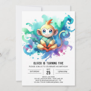 Boho Joyful Monkey Birthday Einladung