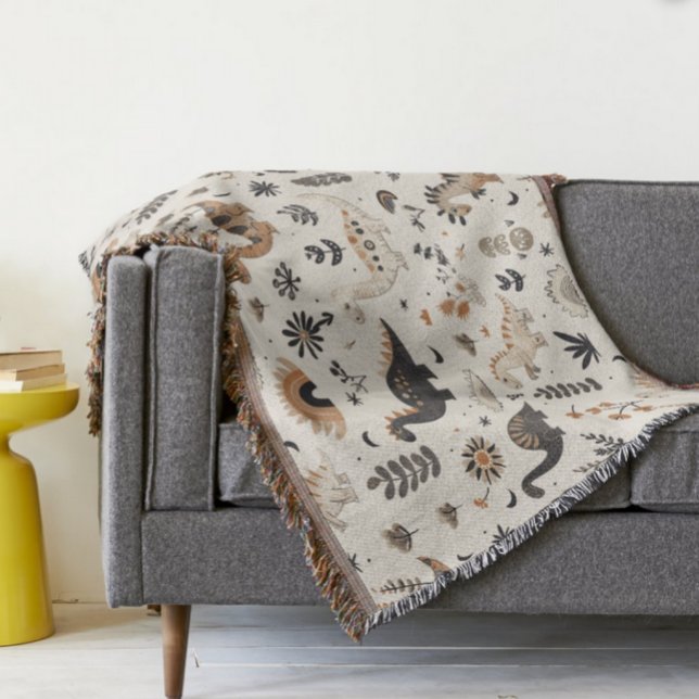 Boho Jungle Dinosaur Pattern Decke (Von Creator hochgeladen)