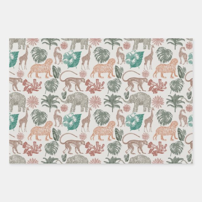 Boho Jungle Safari Geschenkpapier Set (Vorderseite)