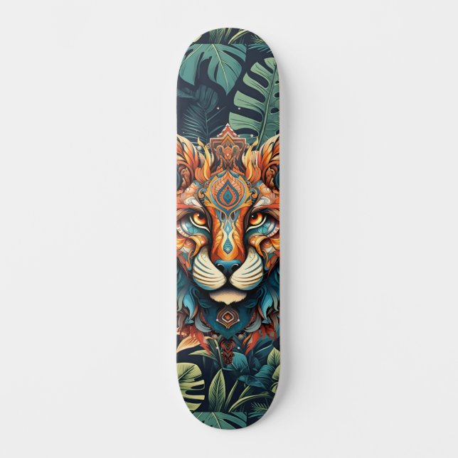 Boho Jungle Tiger Skateboard (Vorderseite)