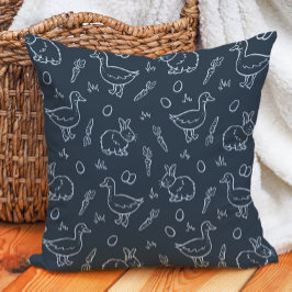 Boho-Jungs Ostern Süßer Hase Gans Dunkelblau Kissen