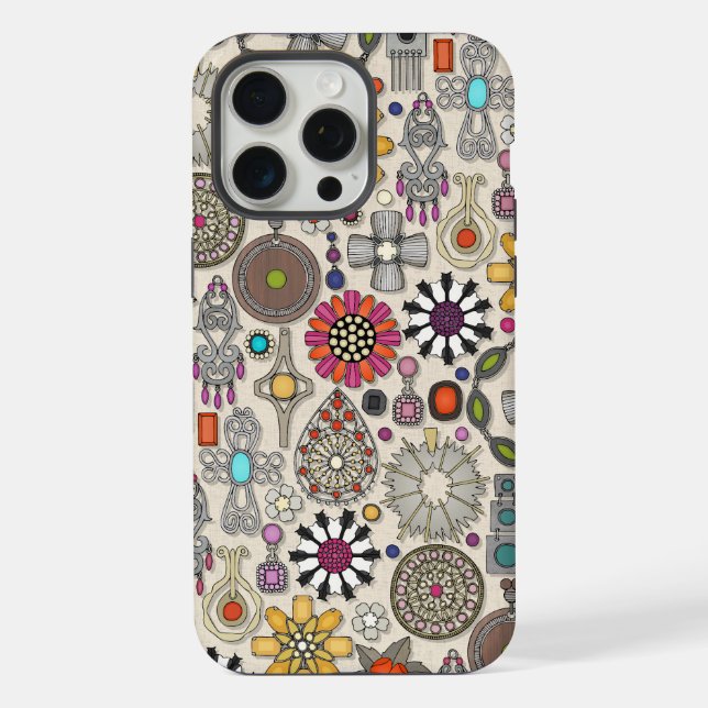 Boho-Juwel-Schätze Leinen iPhone 15 Pro Max Hülle (Rückseite)