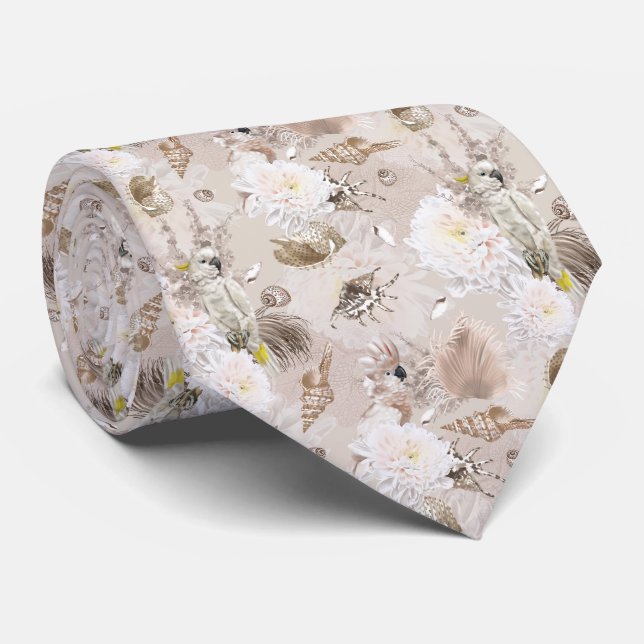 Boho-Kakadu-Blumen-Herren-Krawatte Krawatte (Gerollt)