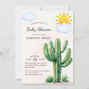Boho-Kaktus-Baby-Party Einladung