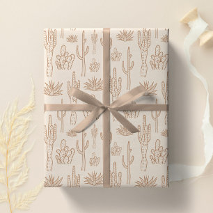 Boho-Kaktus Western Southern Desert Warm Neutral Geschenkpapier