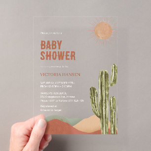 Boho-Kaktus-Wüsten-Baby-Party Western Arizona Acryleinladungen