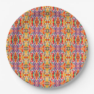 Boho-Kaleidoskop-Muster Pappteller