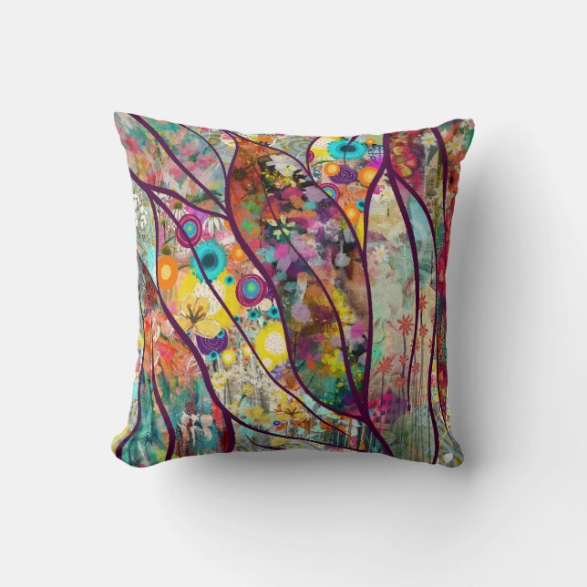 Boho Kaleidoskop - Natur Inspiriert Blumenstrauß - Kissen (Vorderseite)