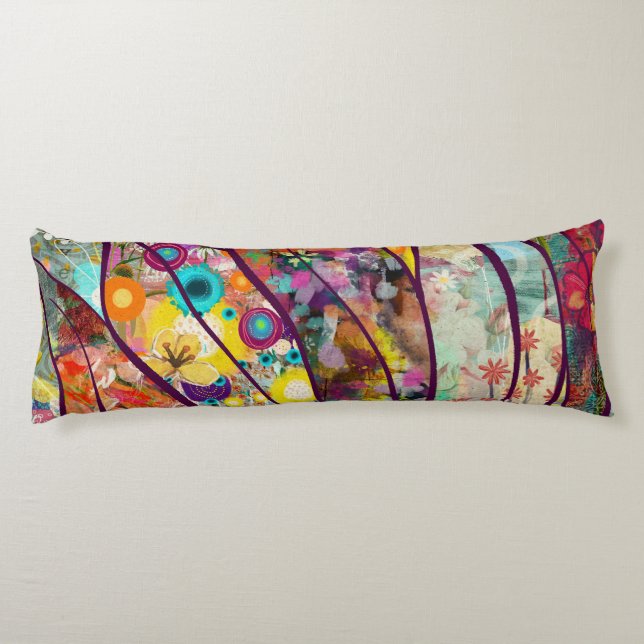 Boho Kaleidoskop - Natur Inspiriert Blumenstrauß - Seitenschläferkissen (Rückseite)