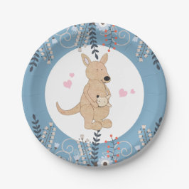 Boho Kangaroo Baby Shower Paper Plate Pappteller