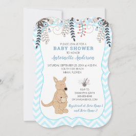 Boho Kangaroo Watercolor Blumenjungen Babydusche Einladung