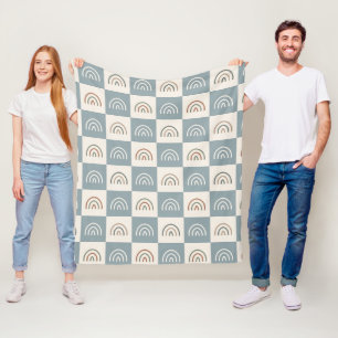 Boho Kariertes Regenbogen-Muster Minimalistisch Fleecedecke