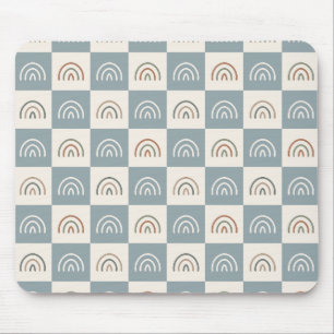 Boho Kariertes Regenbogen-Muster Minimalistisch Mousepad