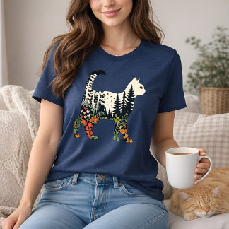 Boho-Katze-Pflanzen-Blumen-Natur-T-Shirt für Katze Tri-Blend Shirt