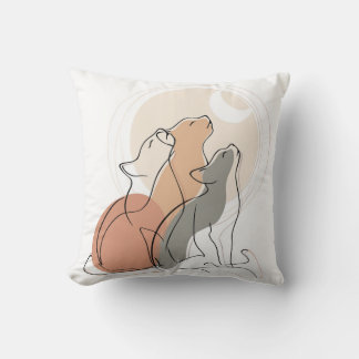 Boho-Katzen-Heul-Quadrat-Akzentkissen Kissen