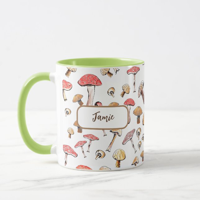 Boho Kernpilze HandGezeichnet Personalisiert Tasse (Links)