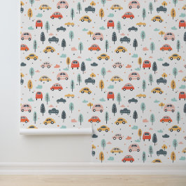 Boho Kids Cars, Trees & Clouds Muster Tapete