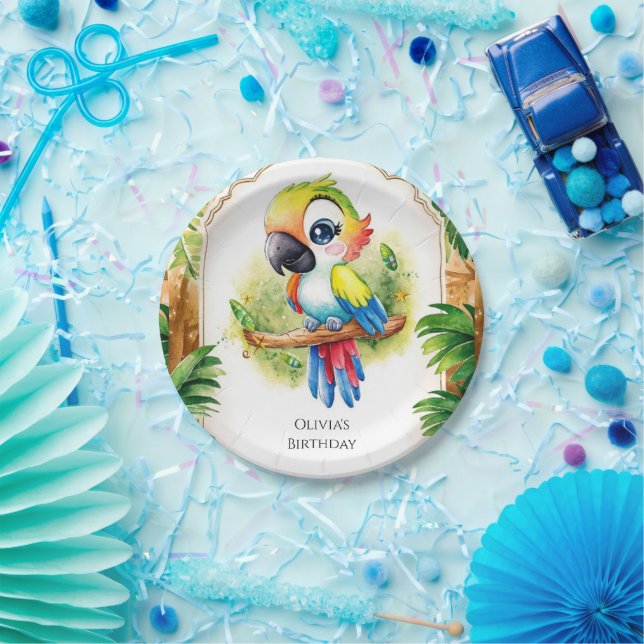Boho Kids Parrot Birthday Pappteller (Party)