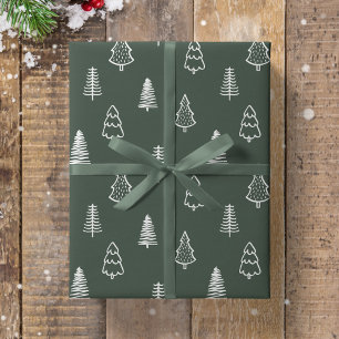 Boho Kiefern Moderne Weihnachten Minimalistischer  Geschenkpapier
