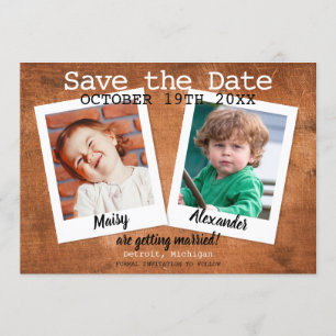 Boho Kinder Fotos Vintages Holz Einladung