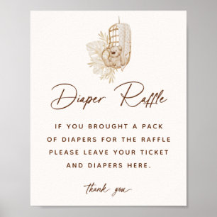 Boho-Kinderzimmer-Baby-Party-Windel-Raffle-Schild Poster