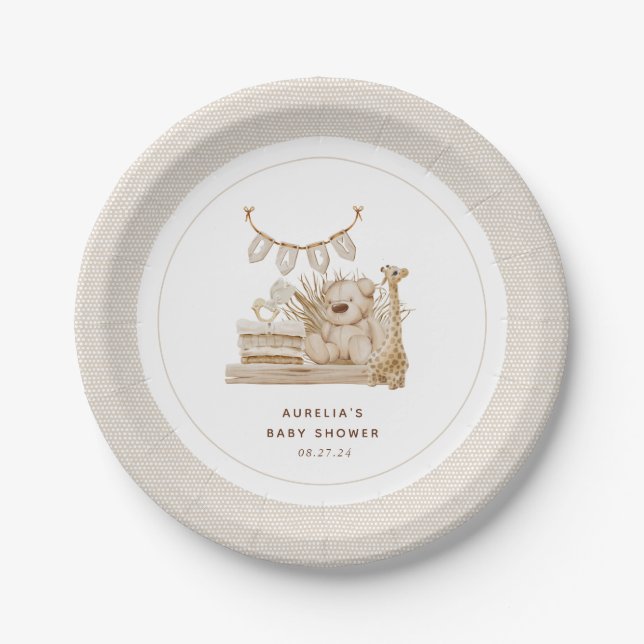 Boho Kinderzimmer Baby Shower Pappteller (Vorderseite)