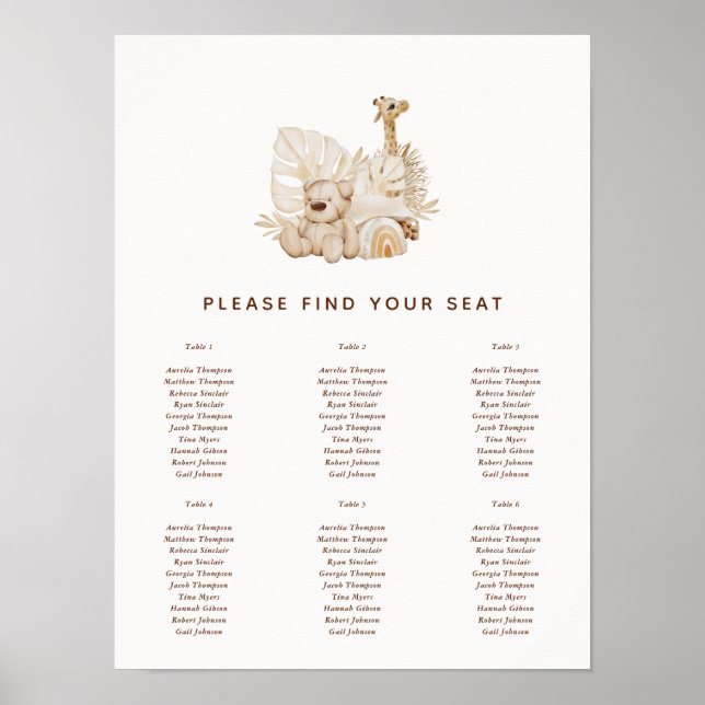 Boho Kinderzimmer Baby Shower Seekarte Poster (Vorne)