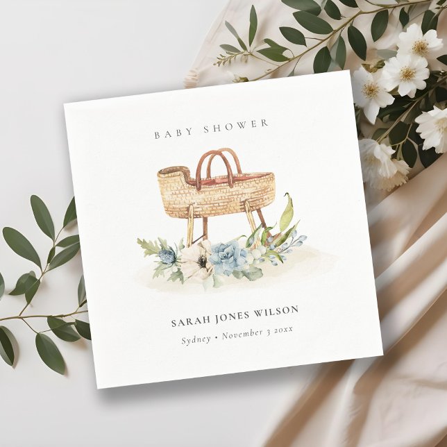 Boho Kinderzimmer Blue Floral Bassinet Baby Dusche Serviette (Von Creator hochgeladen)