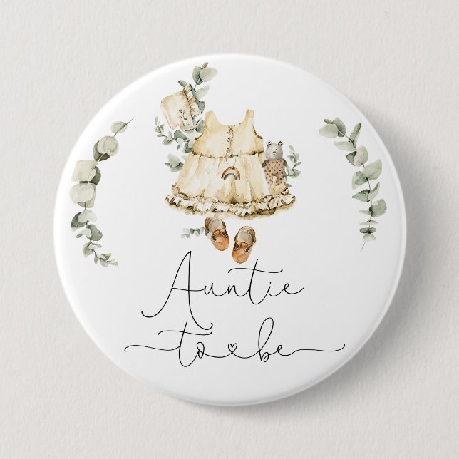 Boho Kinderzimmer eucalyptus Girl Dusche Tante zu  Button (Vorderseite)