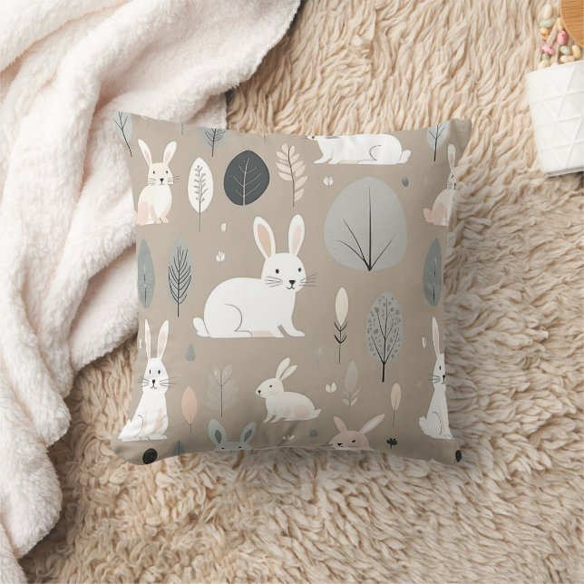 Boho Kinderzimmer Minimalistisch Bunny Rabbits Bro Kissen (Decke)