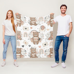 Boho-Kinderzimmer-Teddybären mit Regenbögen - Erdi Fleecedecke