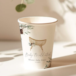 Boho Kinderzimmer winter immergrüne Babydusche Pappbecher