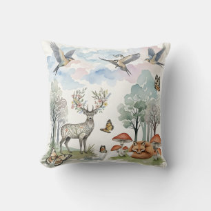 Boho-Kinderzimmereinrichtung Hirsch und Fuchs Wald Kissen