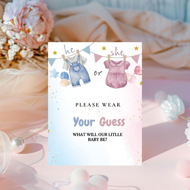 Boho Kleidung Gender Reveal Tragen Sie Ihre Vermut Sockelschild (Von Creator hochgeladen)