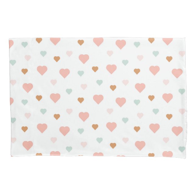 Boho kleine pastellfarbene Liebe Herz Kissenbezug (Vorderseite)