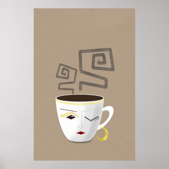 Boho kleine weiße afrikanische Kaffeetasse Teil 4 Poster (Vorne)
