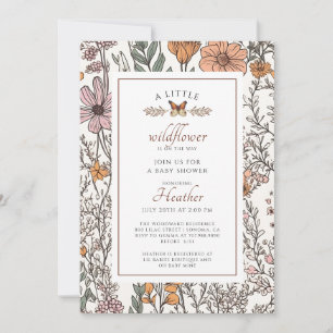 Boho kleine Wildblume auf dem Weg Girl Baby Dusche Einladung