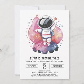 Boho Kosmic Adventure Astronaut Geburtstag Einladung