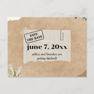 Boho-Kraftpapier-Blumen SAVE THE DATE  Postkarte