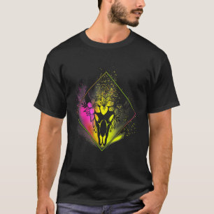 Boho-Kuh-Schädel-Blumen-Diamant-Rosa und Gelb Spl T-Shirt
