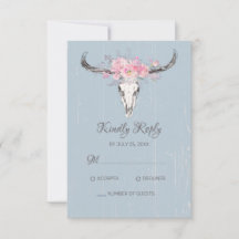 Boho Kuh Skull Bloral Rosa Wasserfarbe Blau