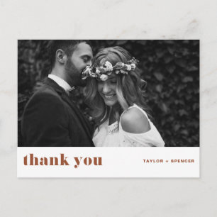 Boho kühne Typografie Terrakotta Hochzeit Danke Postkarte