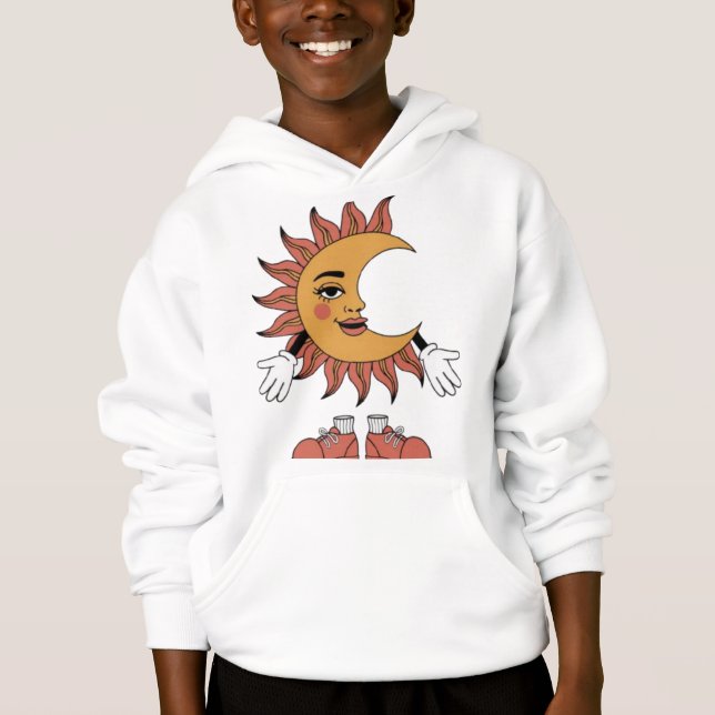 Boho-Kunst Sonne und Mond Hoodie (Vorderseite)