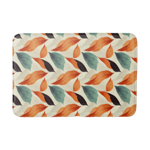 Boho künstlerisch orange blaue schwarze Blätter Badematte