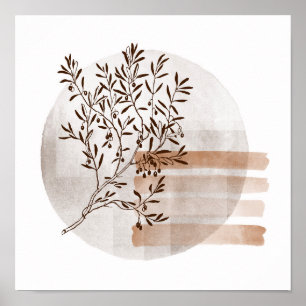Boho-Kunststil-Laubwerk Poster