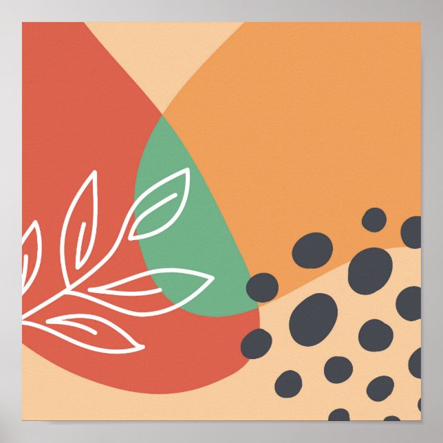 Boho Kunstwerk, Blumenstrauß Kunst, bunte Formen Poster (Vorne)