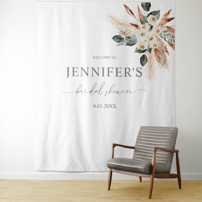 Boho Kupfer Pampas & Florale Hochzeitsfeier oder P Wandteppich (Beispiel)